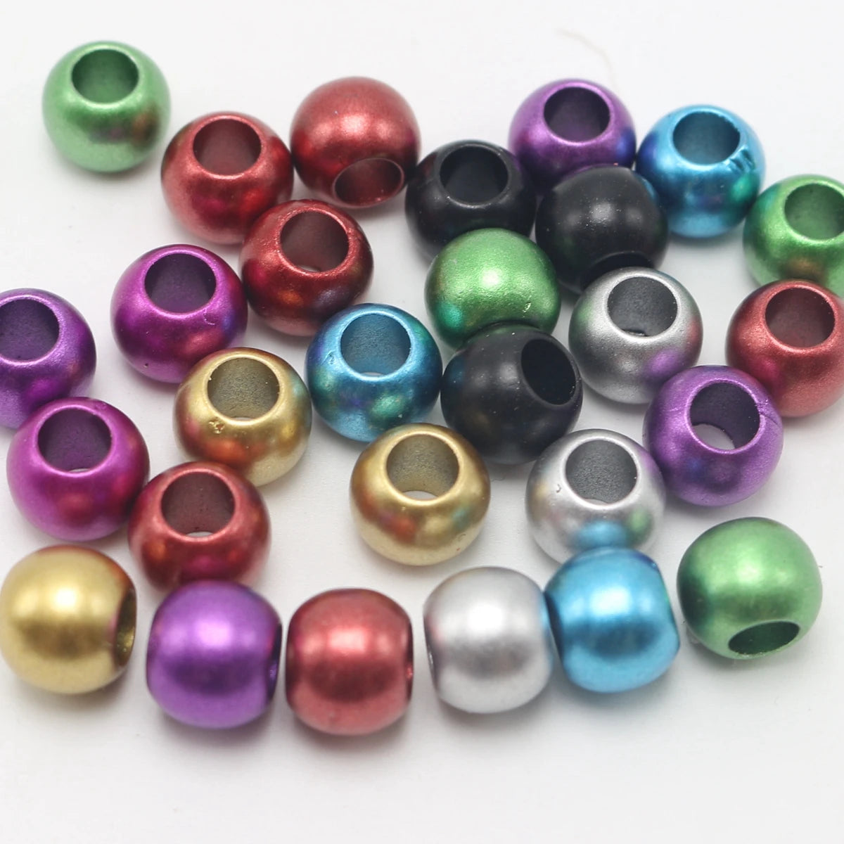 100 Metallic Round Pony Beads 10mm 12mm Big Hole Kids Craft Craft Pony Beads QXL