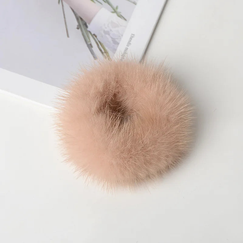 Mink Hair Scrunchie Elastic Ponytail Band | Vintage Style