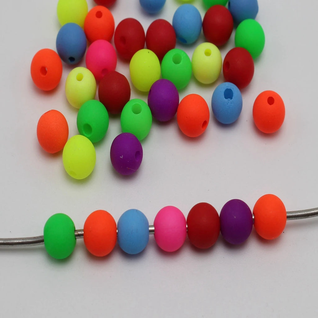 Frost Neon Acrylic Round Beads 3–10mm | Mixed Colors Bulk Pack Acrylic Craft Beads QXL
