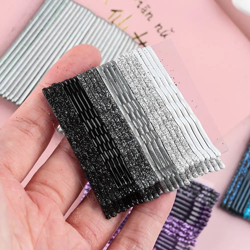 24-Pack Glitter Wavy Bobby Pins | Candy Color Barrettes Set Hair Clips Set QXL