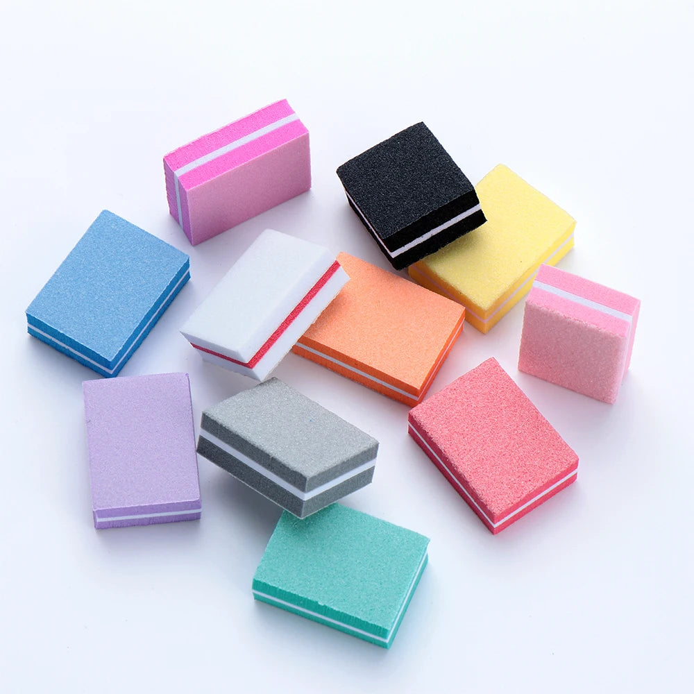 10-Pack Mini Double-Sided Sponge Nail Buffer Files | Manicure Nail Buffer File QXL
