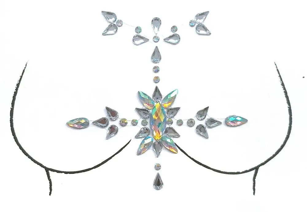 Rhinestone Body Gems Sticker | Crystal Chest Jewels Festival Body Gem Stickers QXL xbs-48