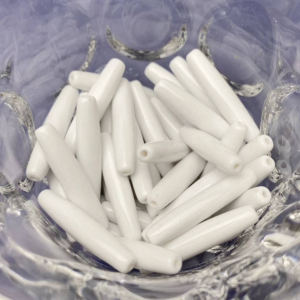 100pcs Acrylic Oval Tube Beads 25mm | DIY Handbag & Purse Making Craft Beads QXL WHITE