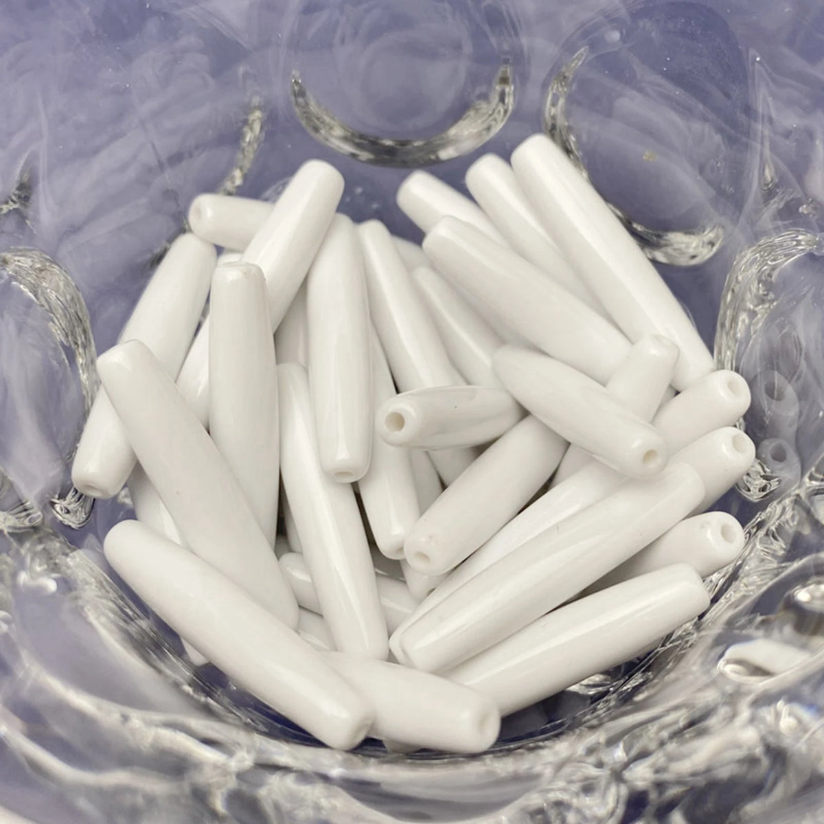 100pcs Acrylic Oval Tube Beads 25mm | DIY Handbag & Purse Making Craft Beads QXL WHITE