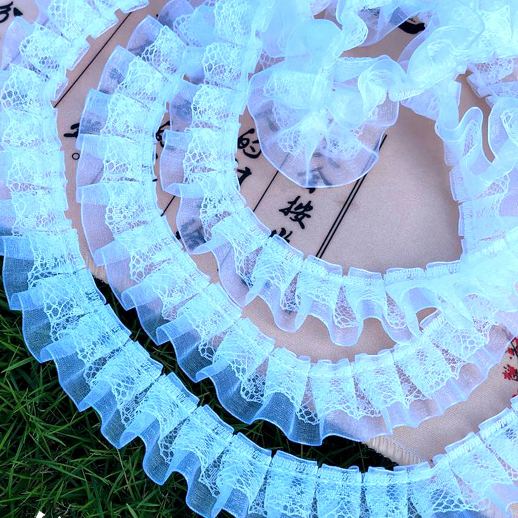 5 Yards Double Layer Ruffle Lace Tulle Ribbon Trim 25mm Lace Ribbon Trim QXL