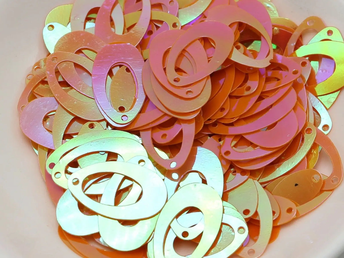 1000-Pack Hollow Oval Sequins Paillettes 14×22mm | 9 Colors Craft Sequins QXL Orange