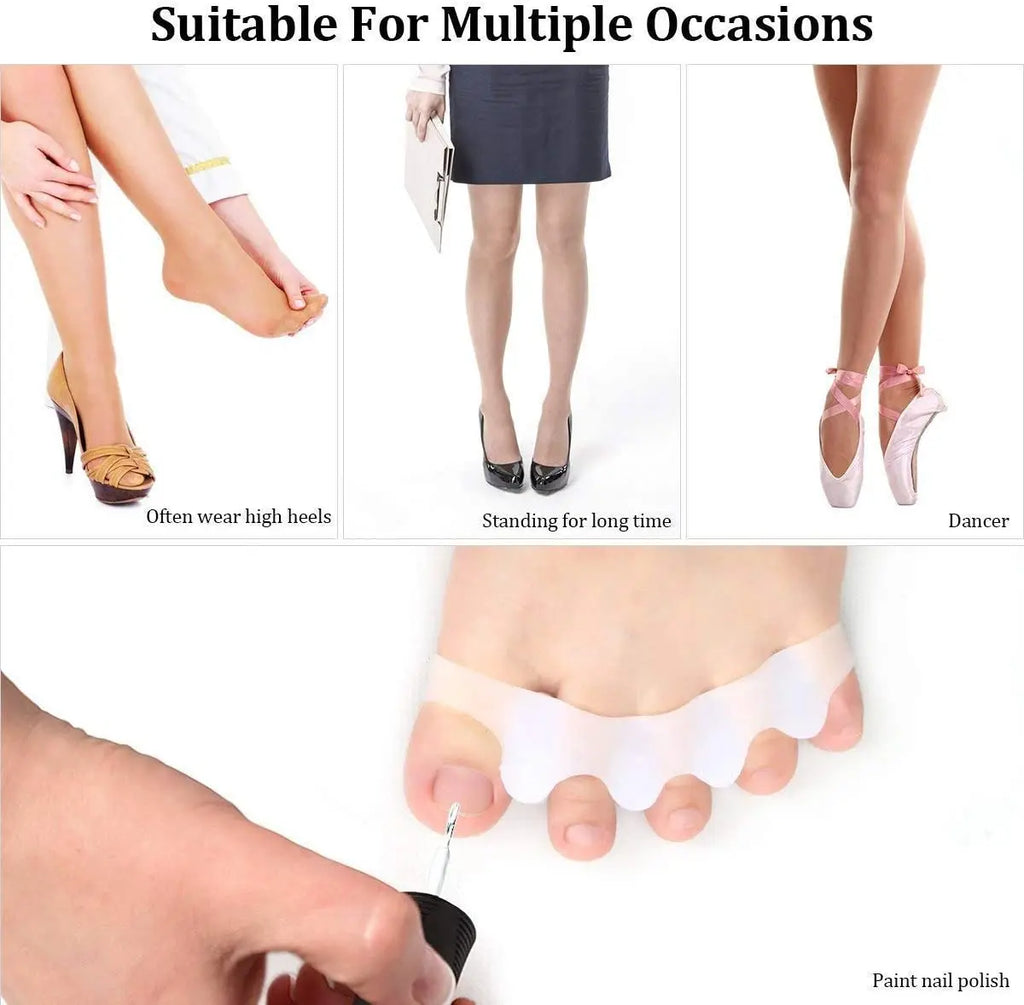 Silicone Toe Separators & Big Toe Straightener | Universal Fit Silicone Toe Separator QXL