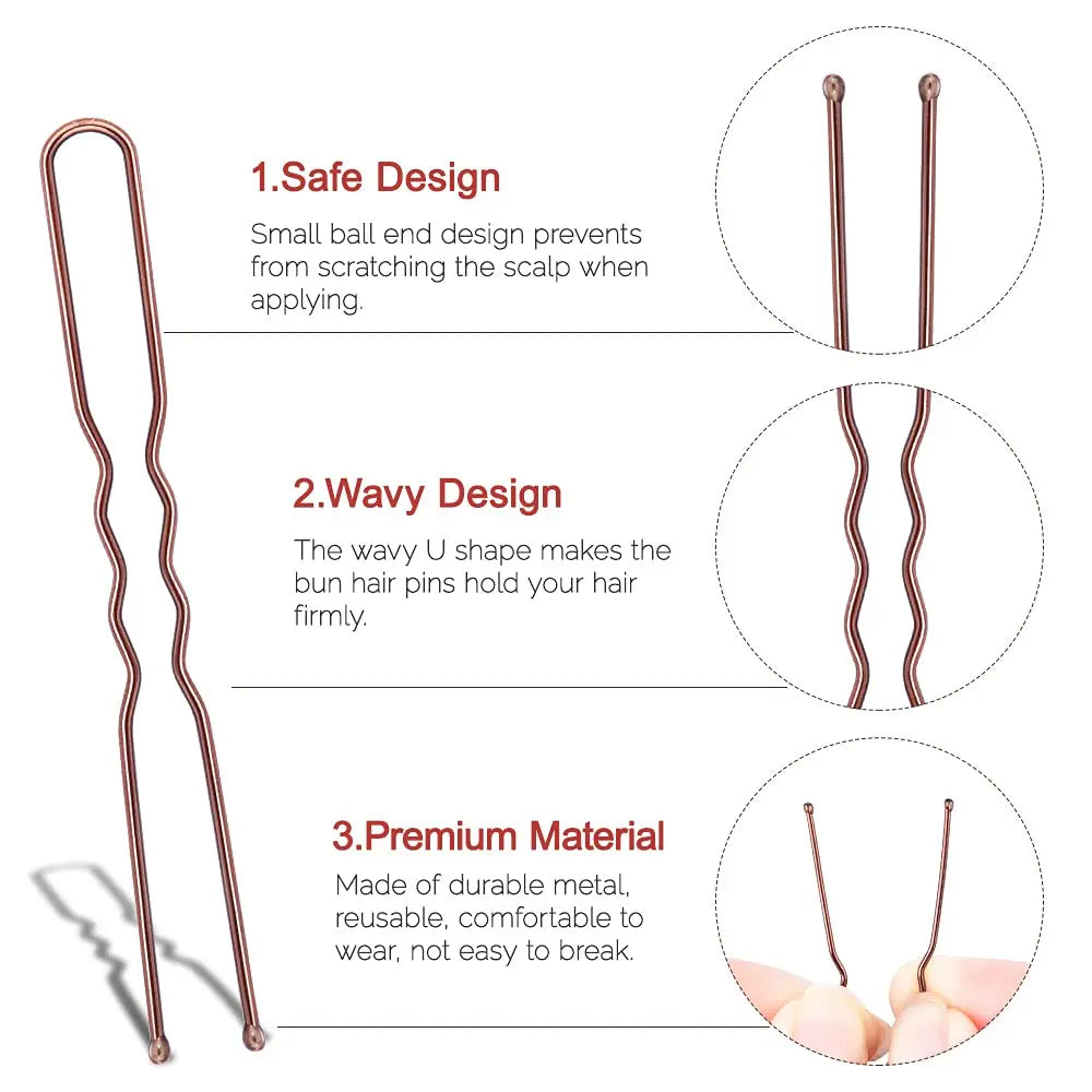 500-Pack U-Shaped Bobby Pins | Blonde, Black, Brown & Silver Hair Pins Set QXL