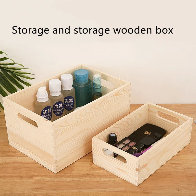 Retro Wooden Storage Box | Open Top Rectangular Organizer Wooden Storage Box QXL