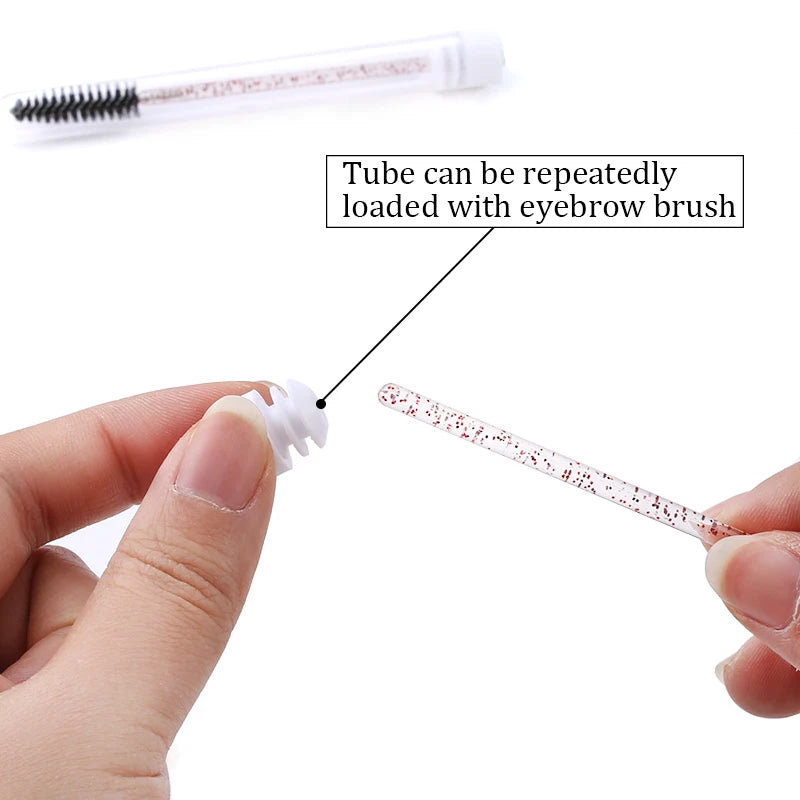 Reusable Spoolie Eyebrow Brush Tubes with Resin Drill Caps Spoolie Brush Set QXL