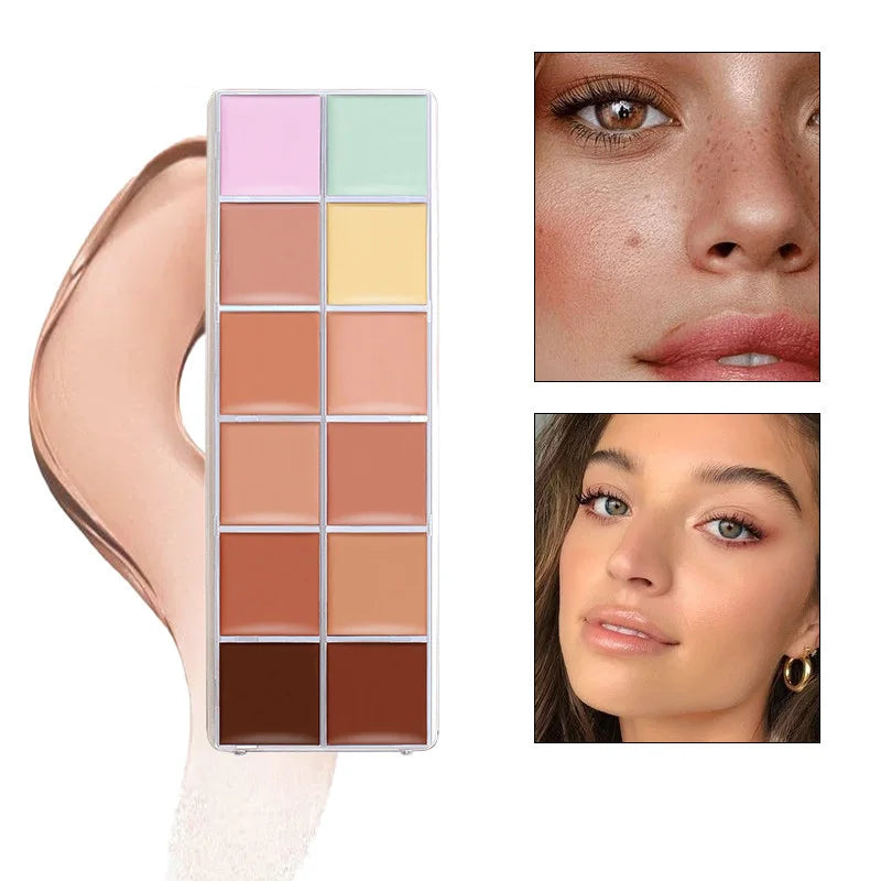 VERONNI 12-Color Concealer Palette | Cream Contour & Coverage Concealer Palette QXL
