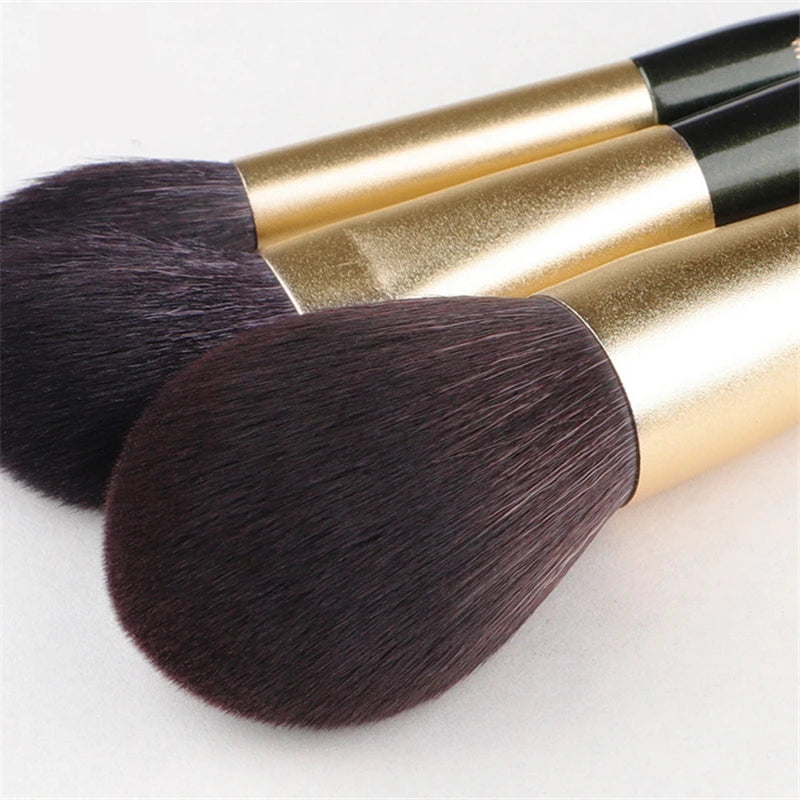 11-Pc Dark Green Makeup Brush Set | Goat & Squirrel Hair Makeup Brush Set QXL