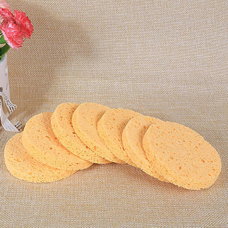 10-Pack Natural Wood Fiber Face Cleansing Sponges 8cm Face Cleansing Sponge QXL