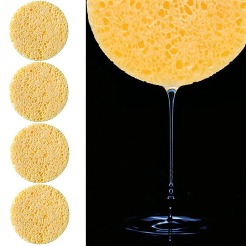 10-Pack Natural Wood Fiber Face Cleansing Sponges 8cm Face Cleansing Sponge QXL Default Title