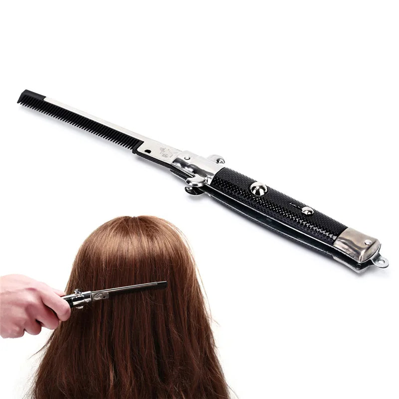 Foldable Butterfly Knife Comb | Pocket Flip Hair Comb Black Folding Pocket Comb QXL