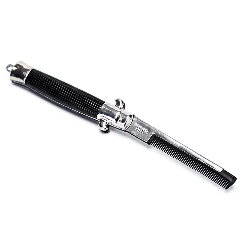 Foldable Butterfly Knife Comb | Pocket Flip Hair Comb Black Folding Pocket Comb QXL