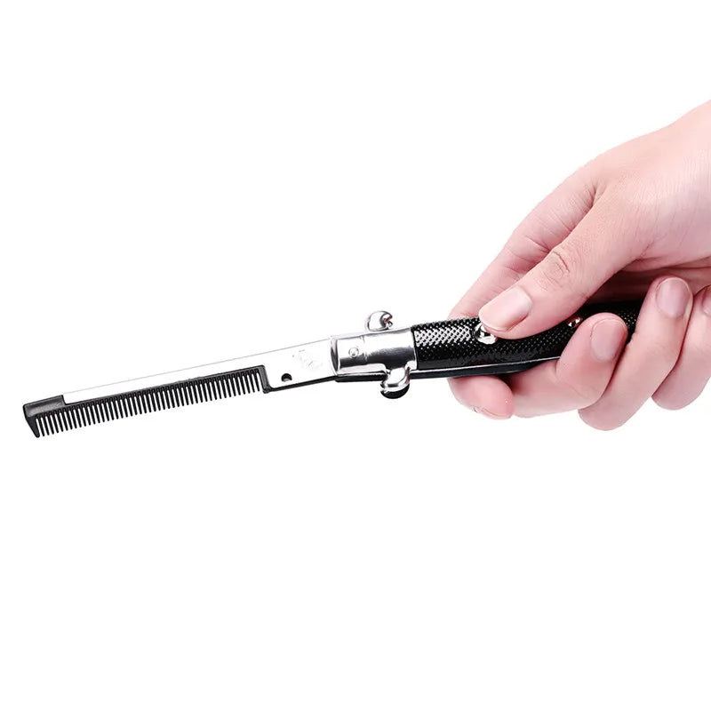 Foldable Butterfly Knife Comb | Pocket Flip Hair Comb Black Folding Pocket Comb QXL