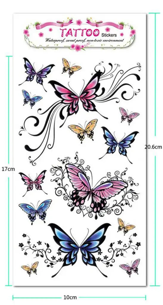 Butterfly Temporary Tattoo Sticker | Waterproof Body Art Temporary Tattoo QXL