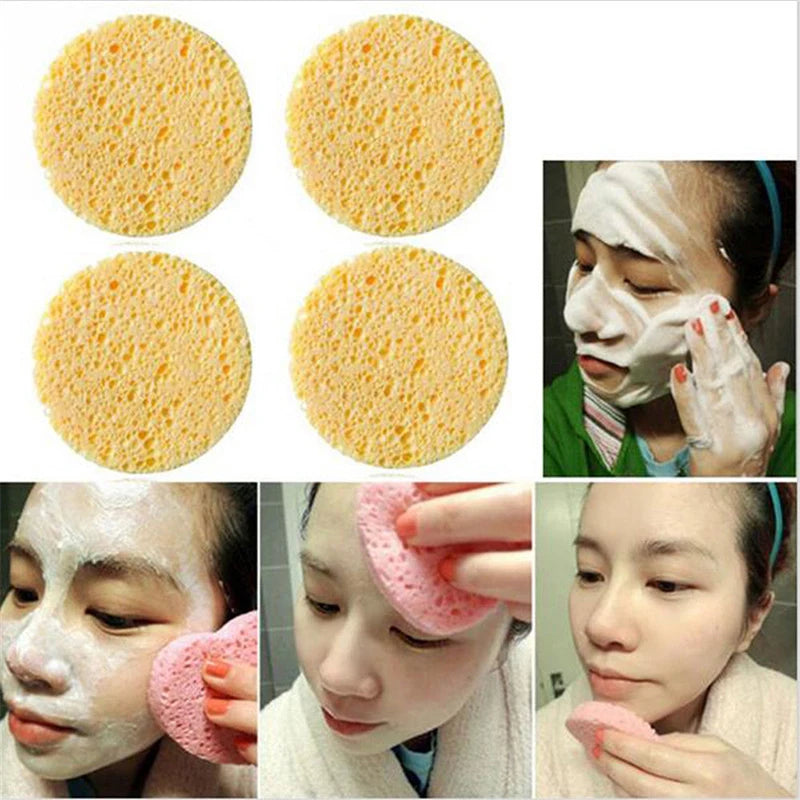 10-Pack Natural Wood Fiber Face Cleansing Sponges 8cm Face Cleansing Sponge QXL