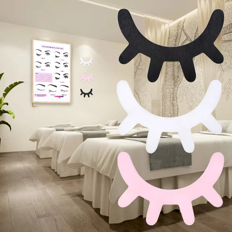 2-Pack 3D Wooden Eyelash Wall Decor Stickers | Beauty Salon Wooden Wall Decal QXL