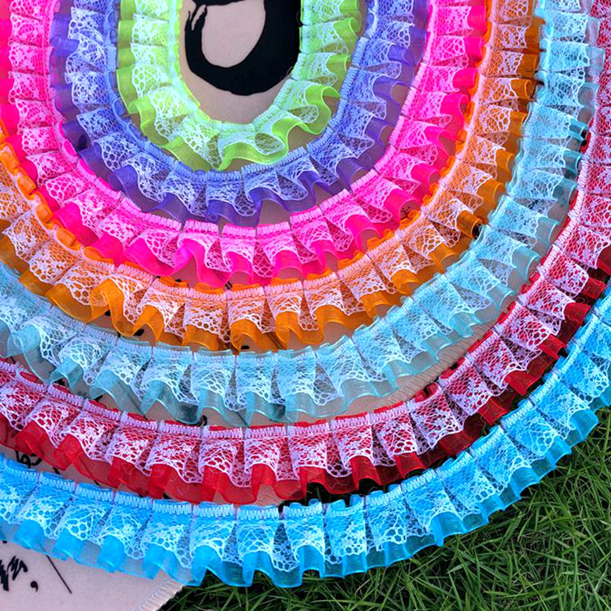 5 Yards Double Layer Ruffle Lace Tulle Ribbon Trim 25mm Lace Ribbon Trim QXL
