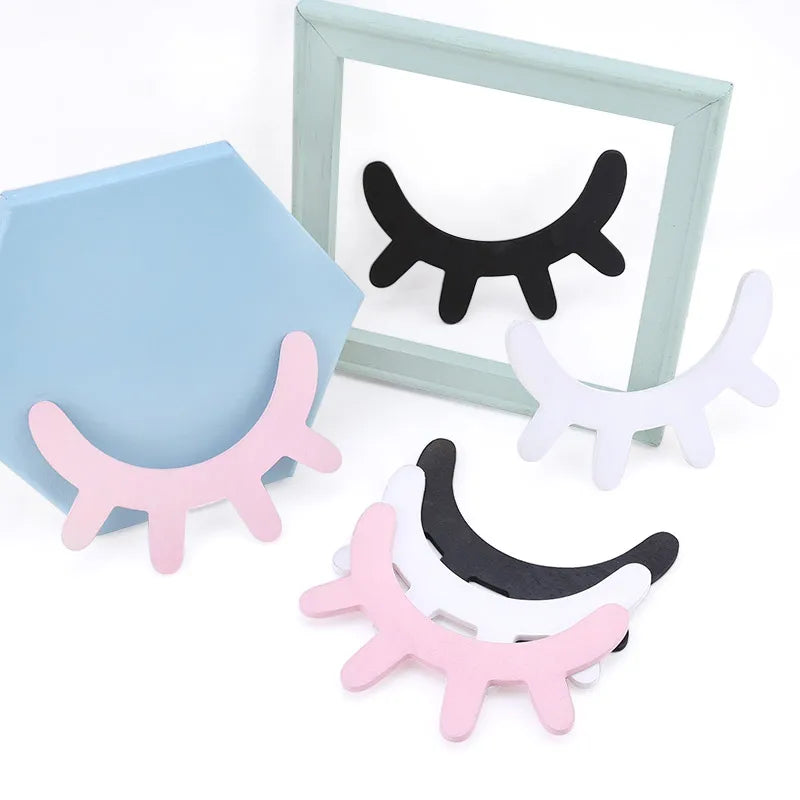 2-Pack 3D Wooden Eyelash Wall Decor Stickers | Beauty Salon Wooden Wall Decal QXL