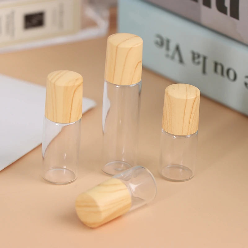 Roll-On Glass Bottles 1–5ml | Bamboo Lid Refillable Essential Oil Refillable Roll-On Bottle QXL