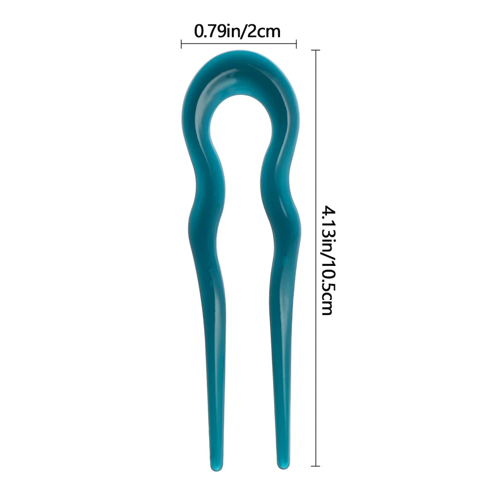 Retro U-Shape Hair Stick Fork Pin | Acetate & Metal Hairpin Hair Fork Pin QXL