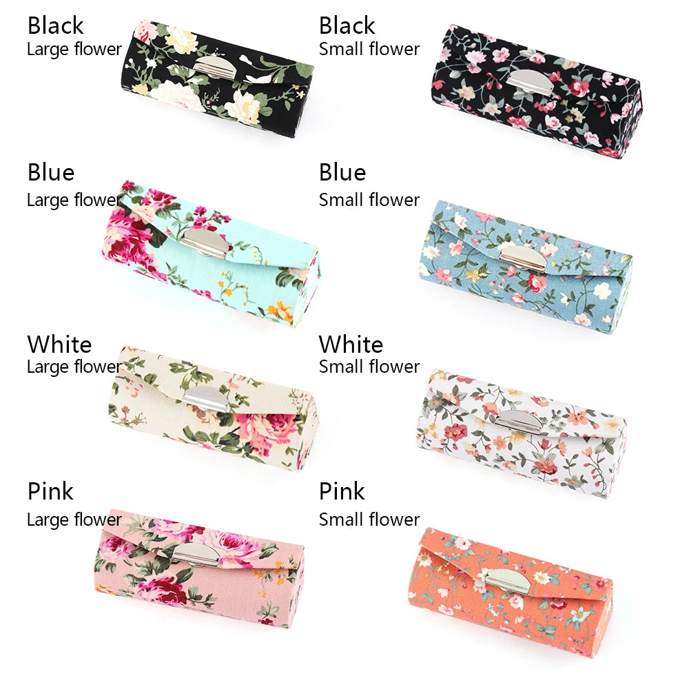 Retro Embroidered Flower Lipstick Case with Mirror | 4 Colors Lipstick Case QXL