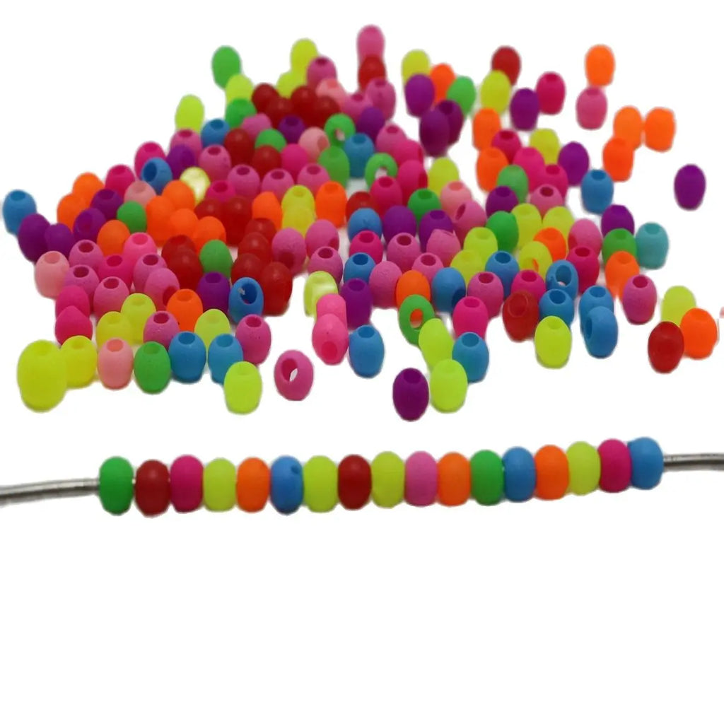 Frost Neon Acrylic Round Beads 3–10mm | Mixed Colors Bulk Pack Acrylic Craft Beads QXL