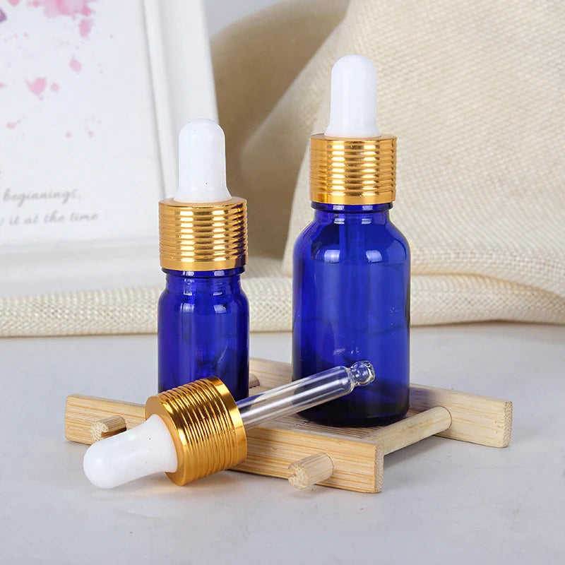 Blue Glass Dropper Bottles 5–100ml | UV-Protective Essential Oil Glass Dropper Bottle QXL