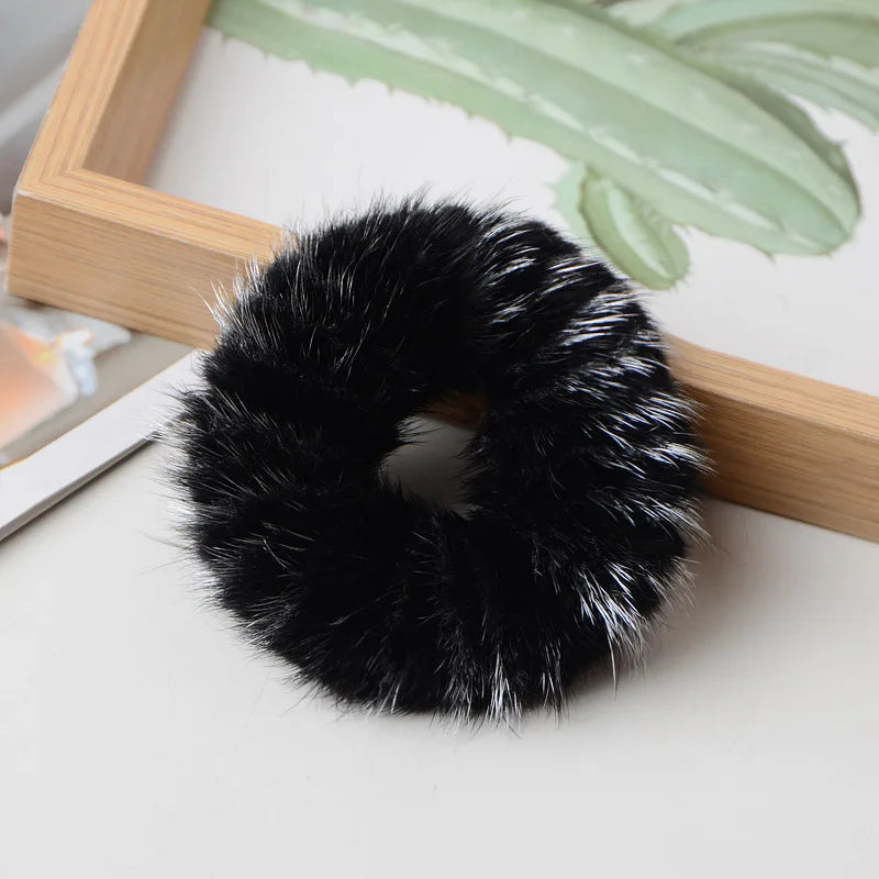 Mink Hair Scrunchie Elastic Ponytail Band | Vintage Style Hair Scrunchie QXL