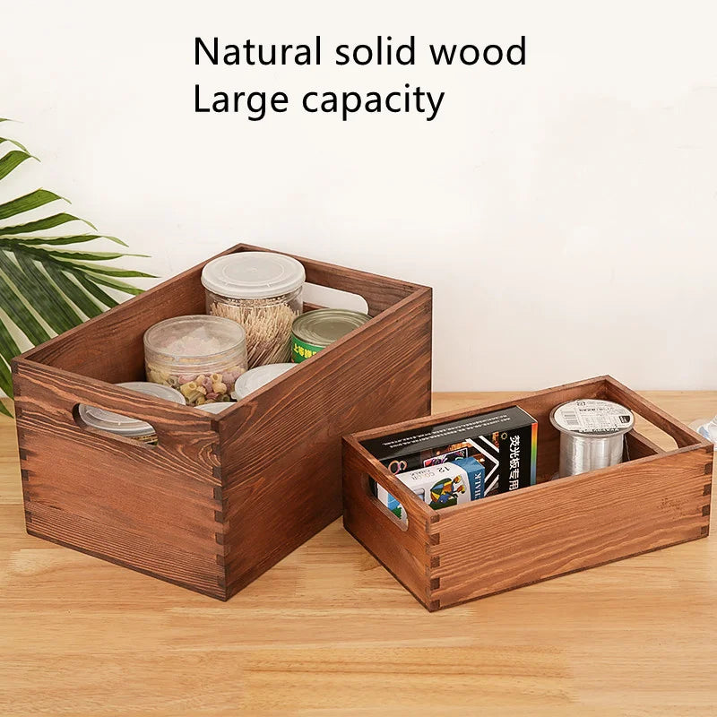 Retro Wooden Storage Box | Open Top Rectangular Organizer Wooden Storage Box QXL