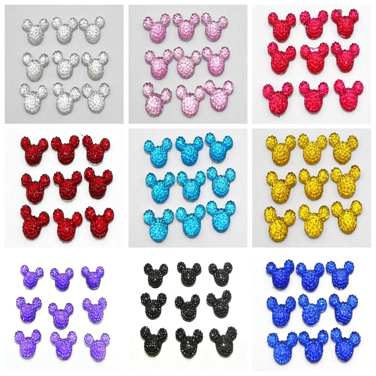 100 Flatback Resin Mouse Head Rhinestone Gems 14x12mm Craft Craft Rhinestone Gems QXL