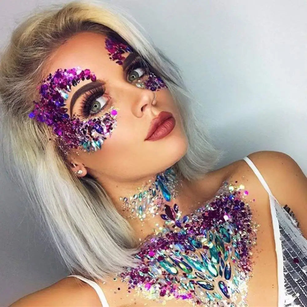 Rhinestone Body Gems Sticker | Crystal Chest Jewels Festival Body Gem Stickers QXL
