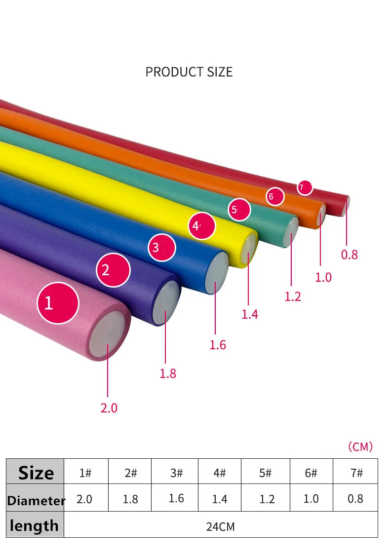 10-Pack Flexible Foam Hair Curling Rods | No-Heat Rollers Set Foam Hair Rollers QXL