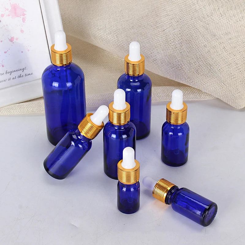 Blue Glass Dropper Bottle 5–100ml | UV-Protective Essential Oil Jar Glass Dropper Bottle QXL