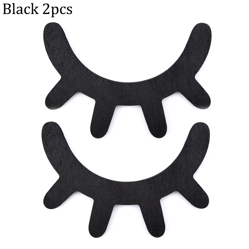 2-Pack 3D Wooden Eyelash Wall Decor Stickers | Beauty Salon Wooden Wall Decal QXL Black 2pcs