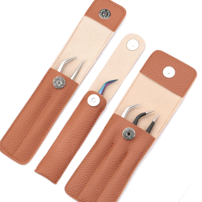 Eyelash Tweezer Leather Case | Portable Lash Tool Storage Bag Tweezer Storage Case QXL