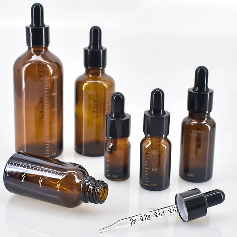 Amber Glass Dropper Bottles 5ml–100ml | UV-Protective Refillable Glass Dropper Bottle QXL 30ml
