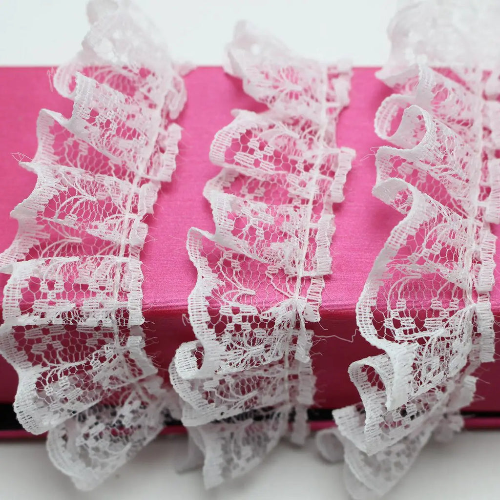 5m Ruffle Lace Trim Ribbon 23mm | Wedding Sewing DIY Craft Lace Trim Ribbon QXL