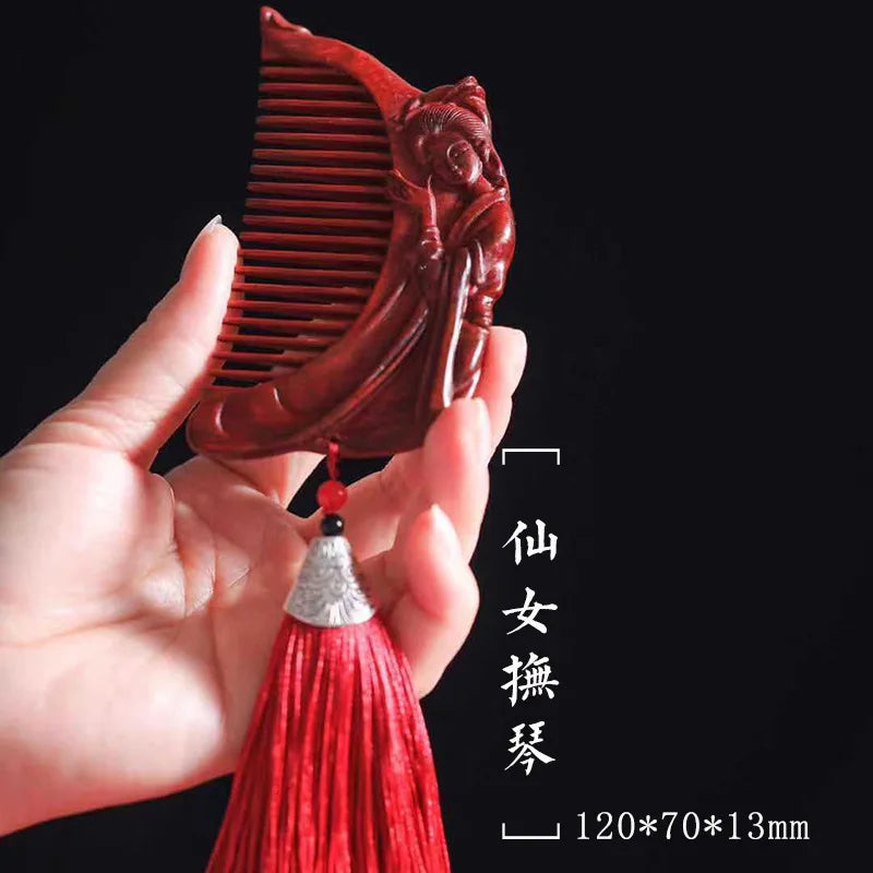 Carved Sandalwood Comb | Anti-Static Scalp Massage Wood Comb Wooden Hair Comb QXL
