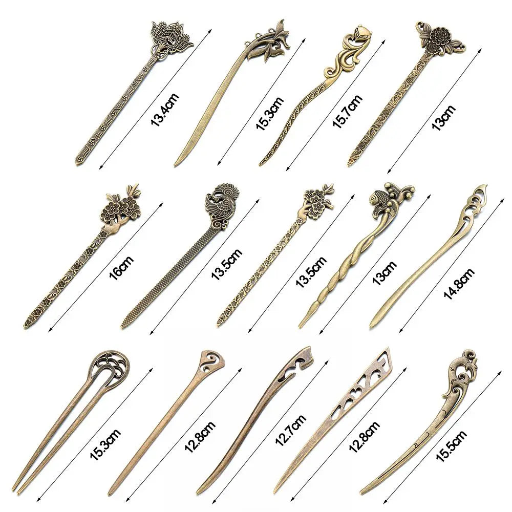 Vintage Bronze Metallic Hair Stick Clip | Women's Hairpin Hair Stick Hairpin QXL