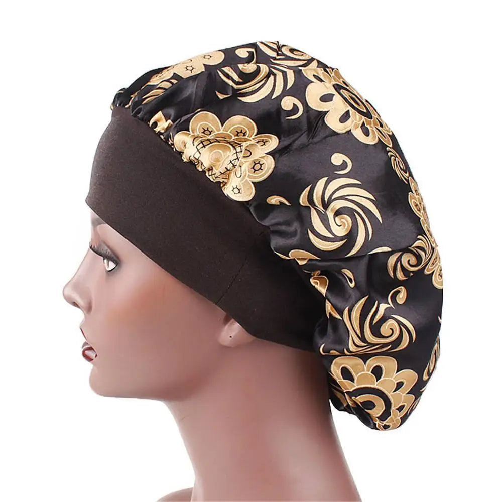 Women's Satin Sleep Bonnet | Elastic Wide Band Night Cap Satin Sleep Bonnet QXL