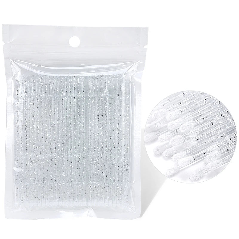 50-Pack Disposable Micro Brushes for Eyelash Extensions Lash Extension Brush QXL white 50pc