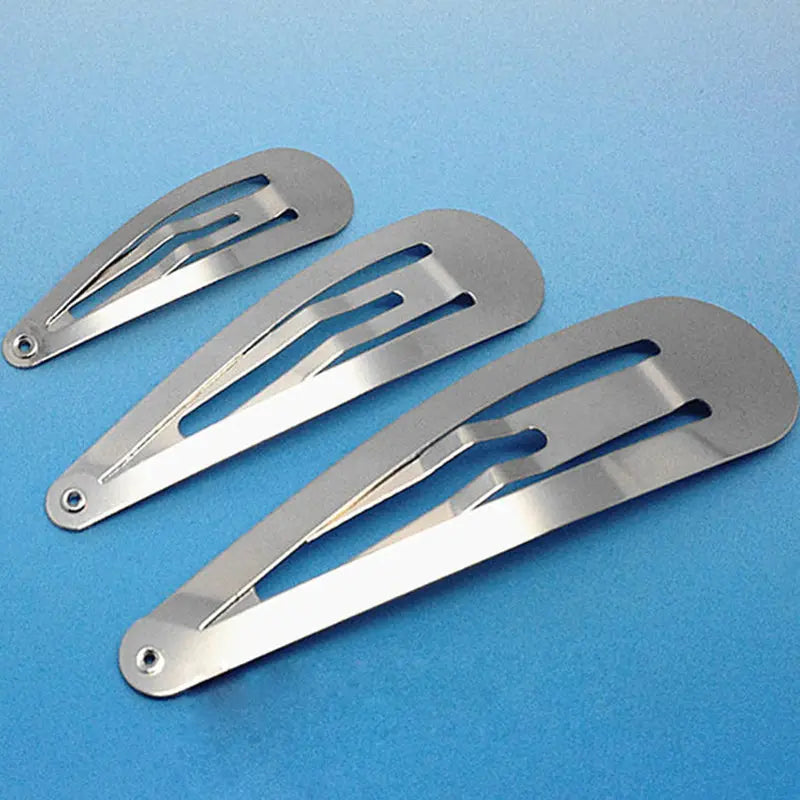 100-Pack Metal Snap Hair Clips 3–10cm | Silver & Black DIY Snap Hair Clips QXL