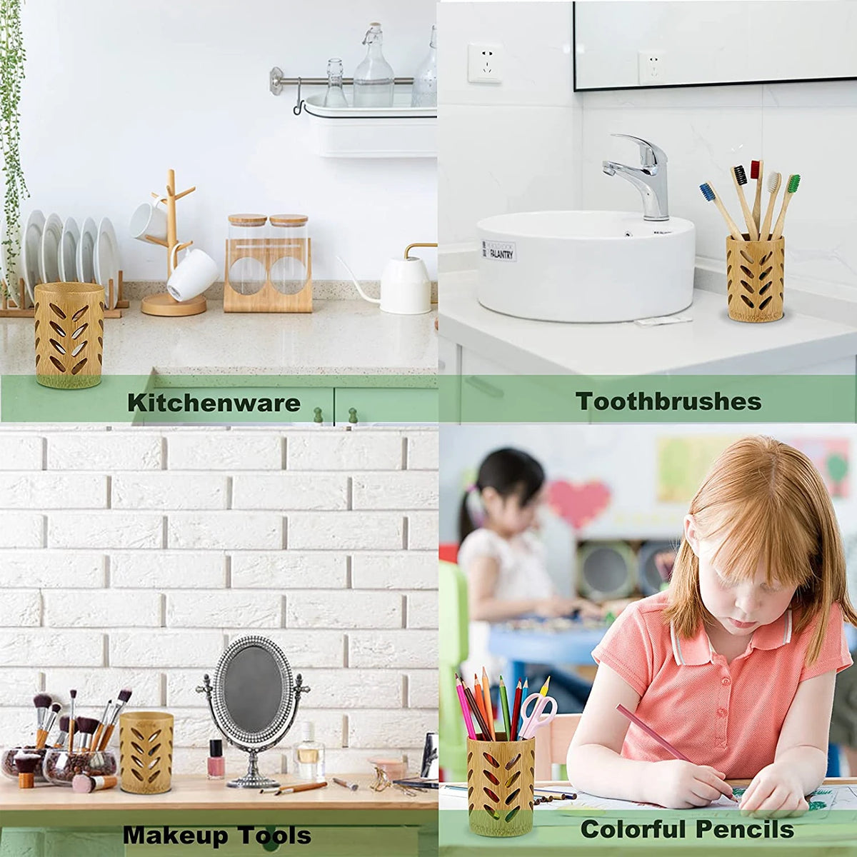 Bamboo Toothbrush Holder | Drainage & 360° Air Circulation Toothbrush Holder QXL