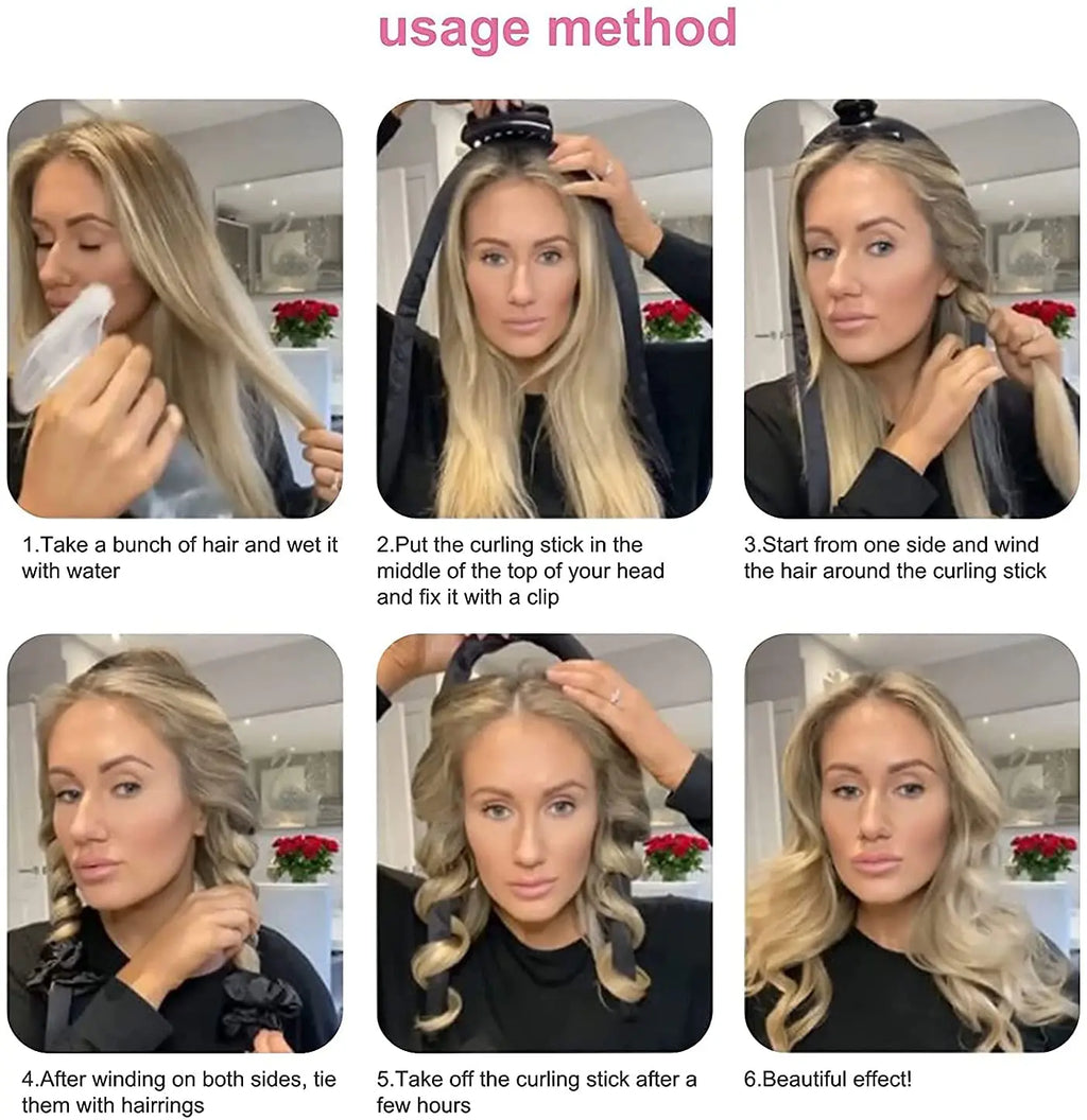 Heatless Curling Rod Headband | No-Heat Foam Hair Rollers Heatless Hair Curler QXL