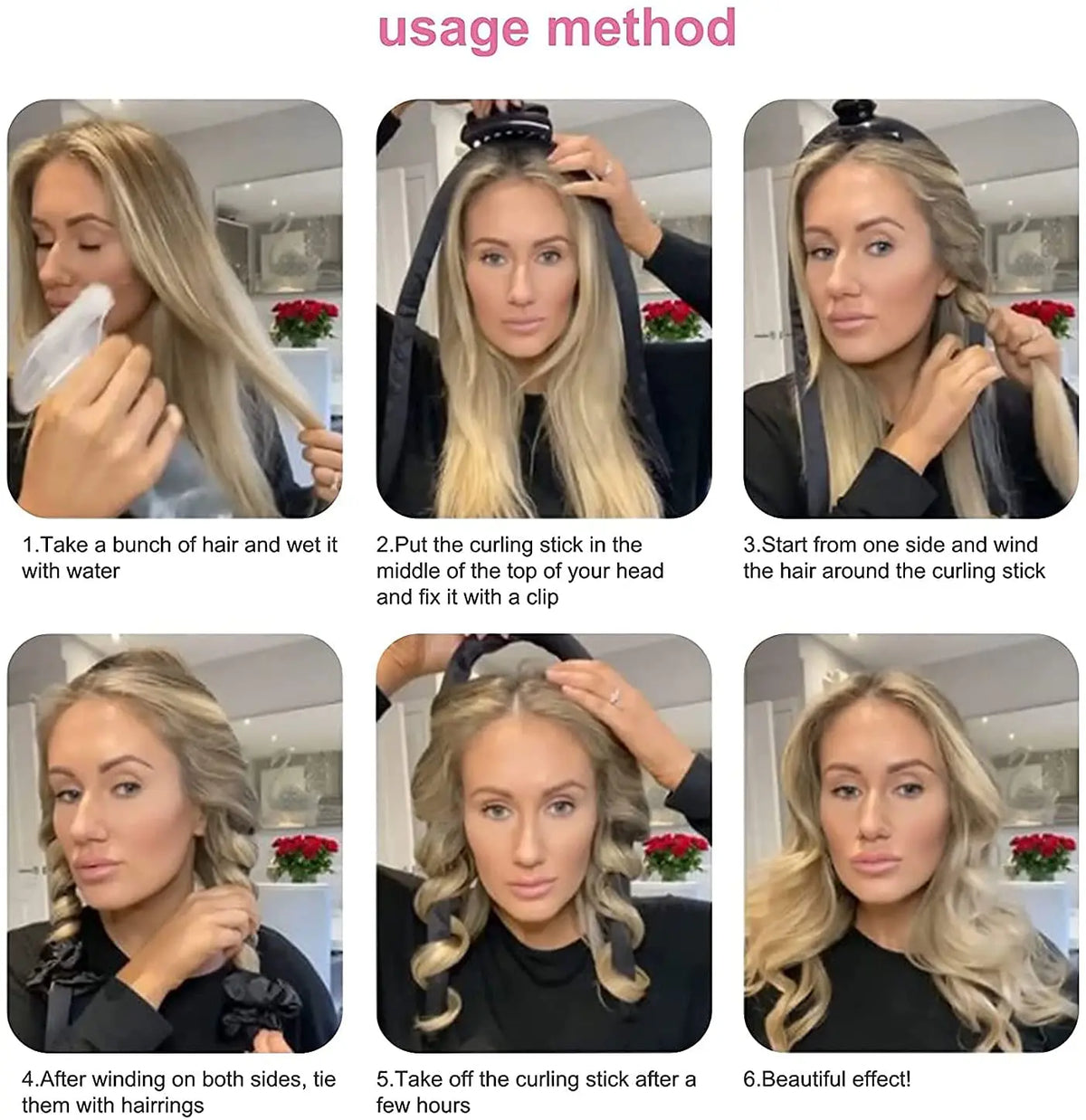 Heatless Curling Rod Headband | No-Heat Foam Hair Rollers Heatless Hair Curler QXL