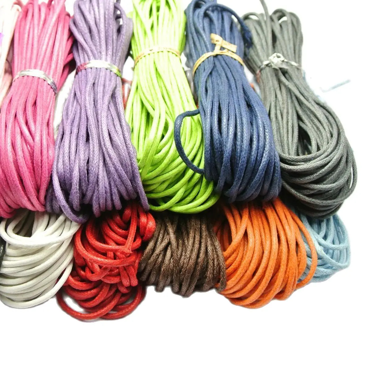 120m Waxed Cotton Beading Cord 2mm | 12 Mixed Colors Jewelry Beading Cord QXL